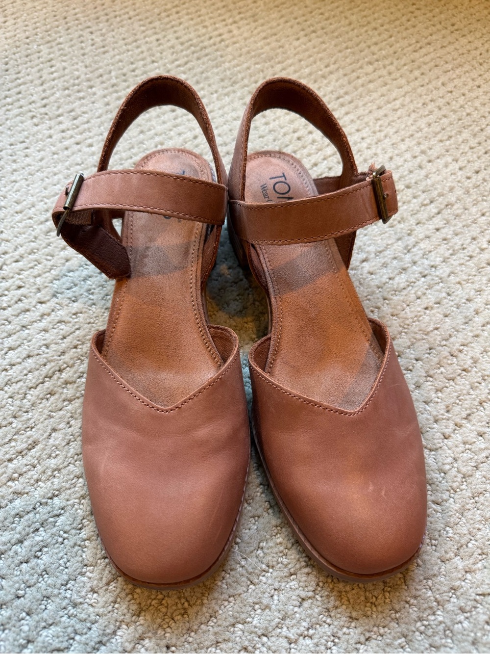 Toms Brown Leather Slingback Mules